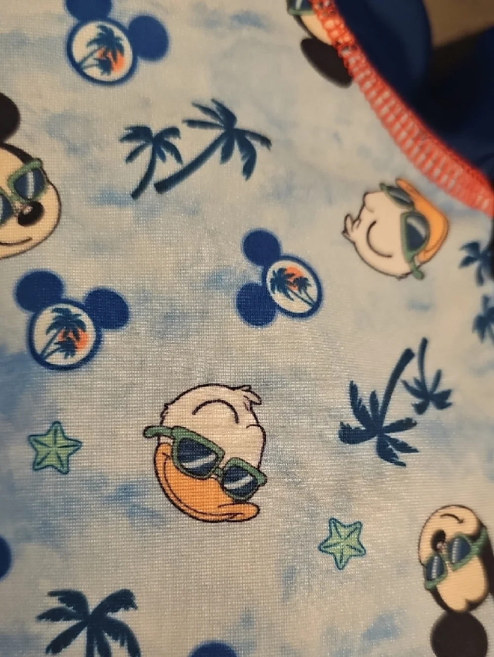 Disney Light Blue Mickey Mouse/Donald Duck Print Short Sleeve Swim Rashguard